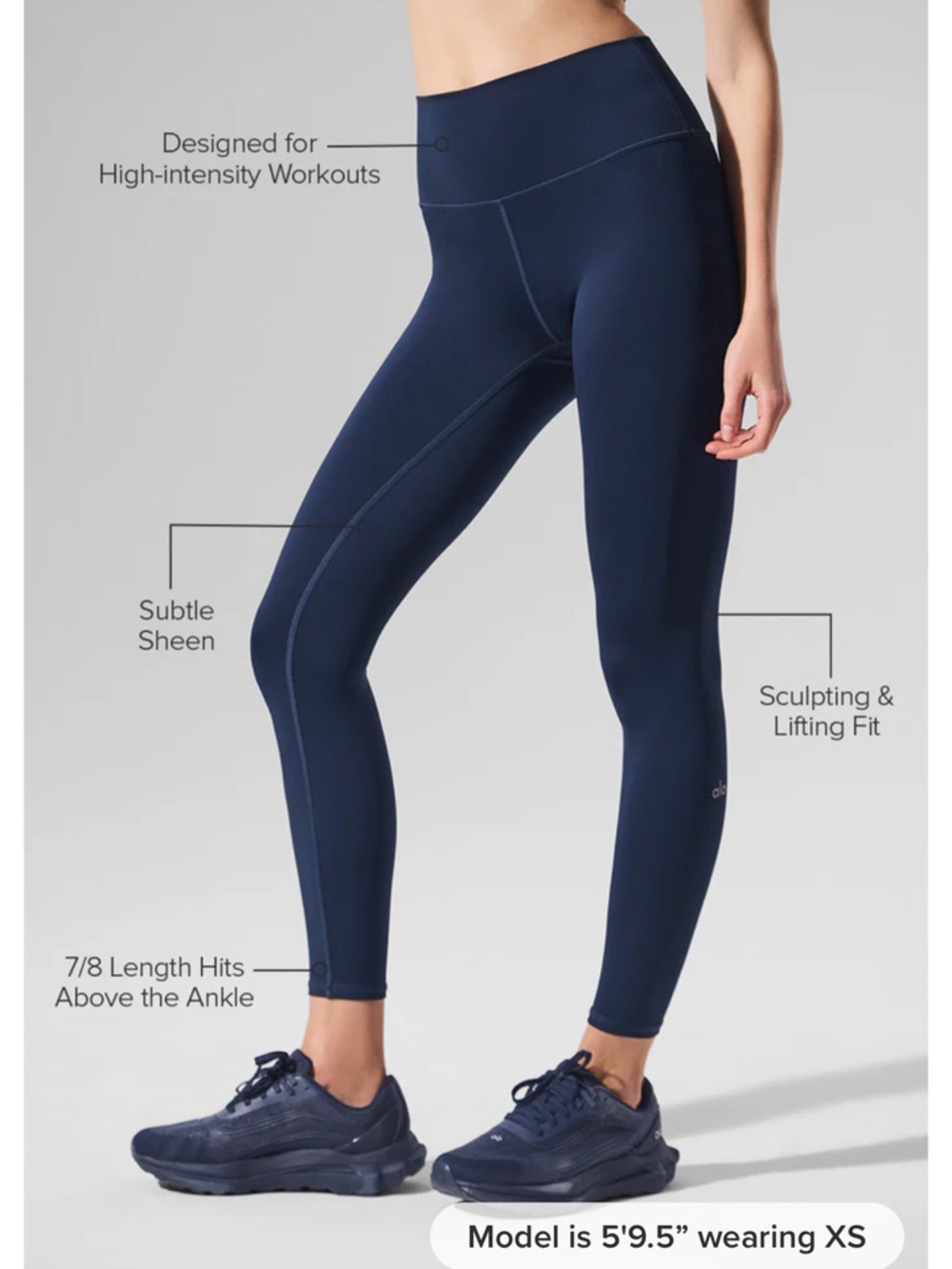 ALO Yoga Navy high waist air lift 7/8 legging
